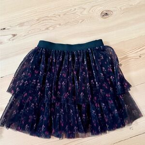 Zara Black and Pink Floral A-Line Skirt